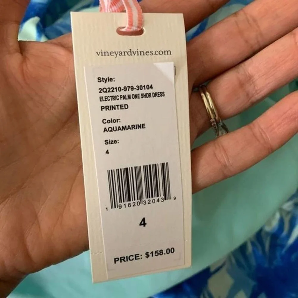 VINEYARD vines blue electric palm asymmetrical dress 4 - Picture 7 of 7